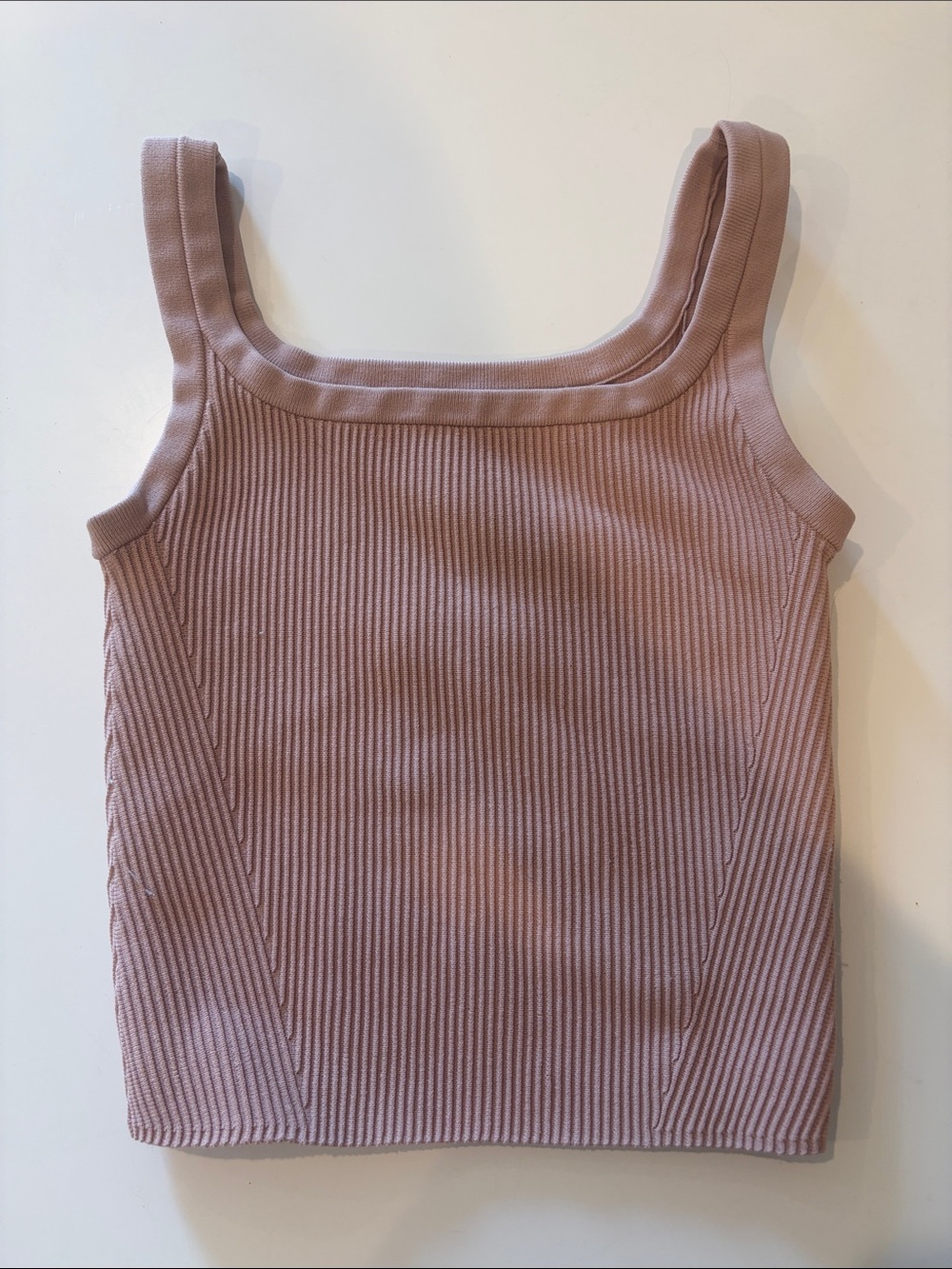Cuts Clothing Ribbed Square-Neck Tank - Dusty Mauve